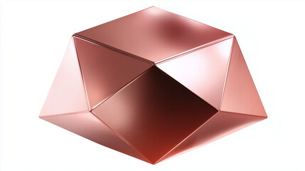 Modern geometric 3d shape with glossy metallic texture. Isolated on white.