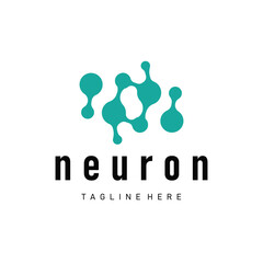 simple molecular concept of neuron logo design which is simple minimalist cell and also simple molecular structure design as silhouette and poster illustration template