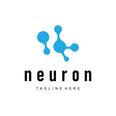simple molecular concept of neuron logo design which is simple minimalist cell and also simple molecular structure design as silhouette and poster illustration template