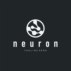 simple molecular concept of neuron logo design which is simple minimalist cell and also simple molecular structure design as silhouette and poster illustration template