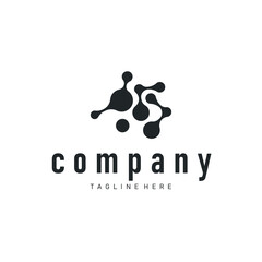 simple molecular concept of neuron logo design which is simple minimalist cell and also simple molecular structure design as silhouette and poster illustration template