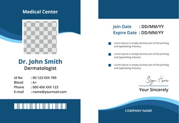 Employee staff official id card design template vector