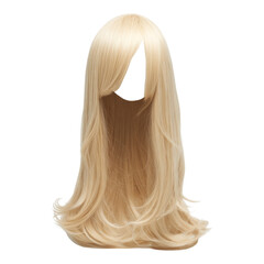 Fototapeta premium Long Blonde Hair Wig with Transparent Background