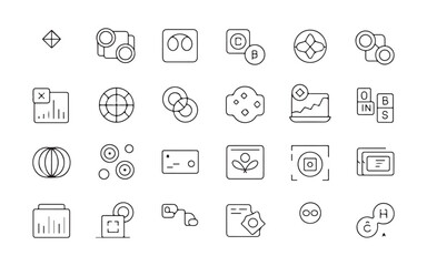 Collection of thin line icons representing data and technology concepts graphic symbol
