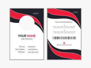 Abstract professional corporate id card design. Simple vector office id card design template set. Stylish and clean id card template with colourful vector