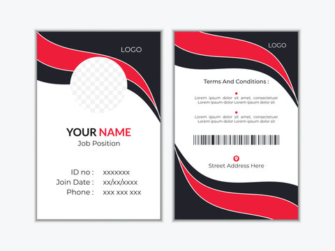 Abstract professional corporate id card design. Simple vector office id card design template set. Stylish and clean id card template with colourful vector