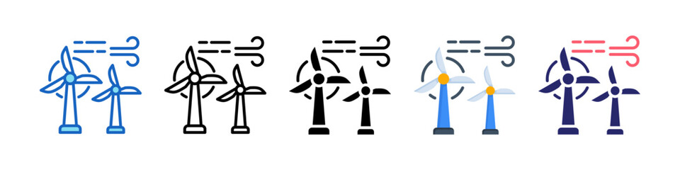 Wind Energy Multiple Style Icon Set Collection.  