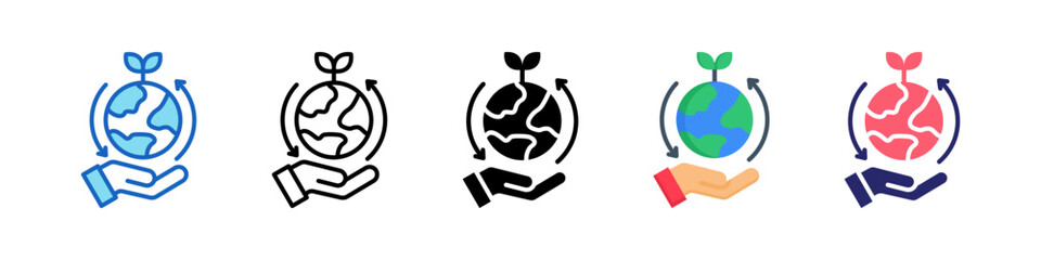 Sustainable Multiple Style Icon Set Collection.  