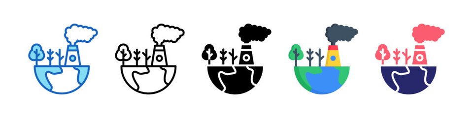 Environmental Impact Multiple Style Icon Set Collection.  