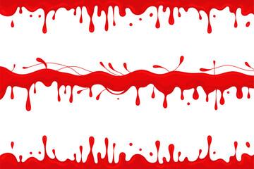 Bloody drip border frame, red blood splatter design, horror Halloween background, vector illustration, spooky template