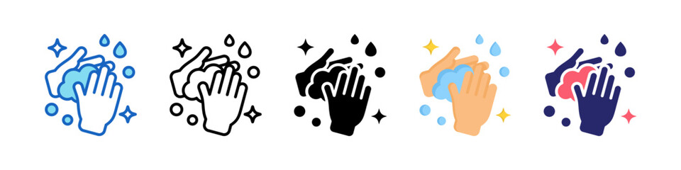 Obraz premium Hand Washing Multiple Style Icon Set Collection. 