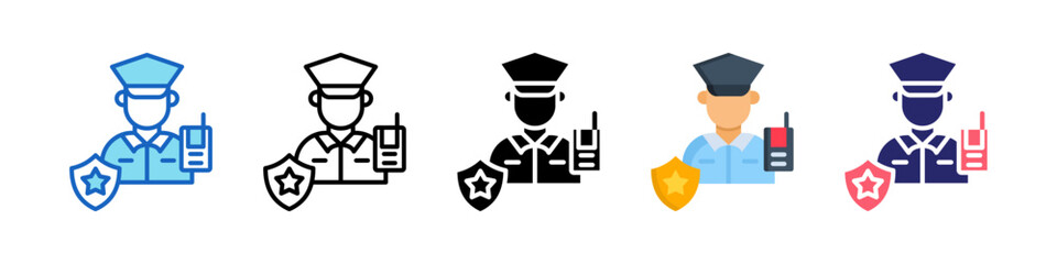Security Guard Multiple Style Icon Set Collection.  