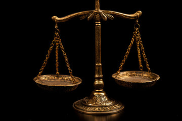 Classic brass balance scale representing justice and equality