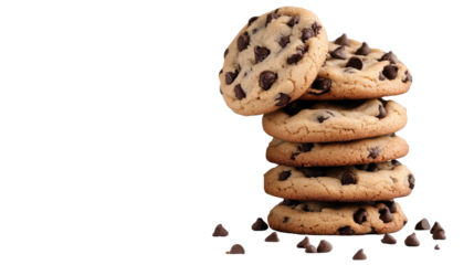 chocolate chip cookies stock on white background