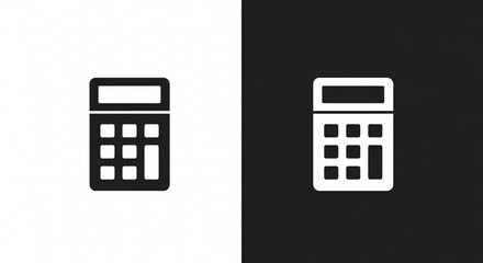 Simple Black and White Calculator Icon.
