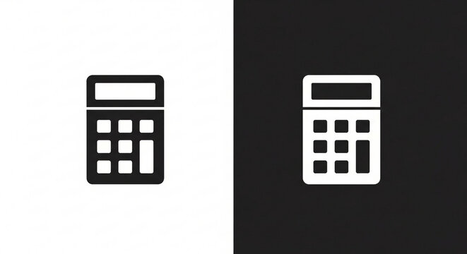 Simple Black and White Calculator Icon.