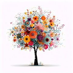 abstract tree with flowers