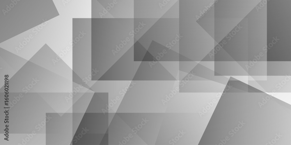 Poster white and gray overlap triangle geometric technology pattern. minimal rectangle randomly arranged wh