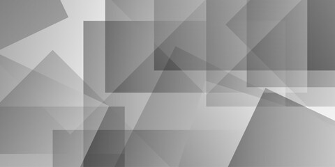 Fototapeta premium White and gray overlap triangle geometric technology pattern. minimal rectangle randomly arranged white lines transparent background layers overlapping presentation design.