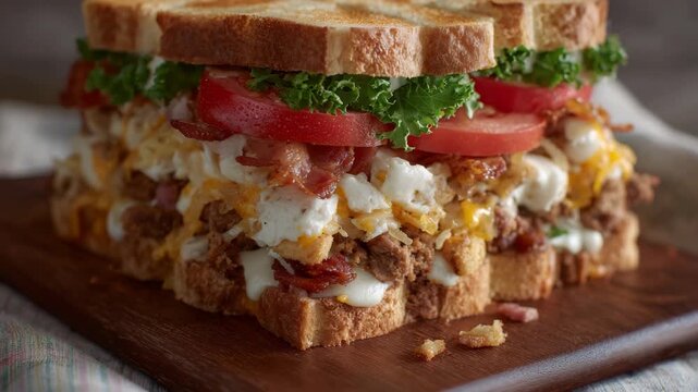 meat vegetable cheese egg ham sandwich, blt sandwich