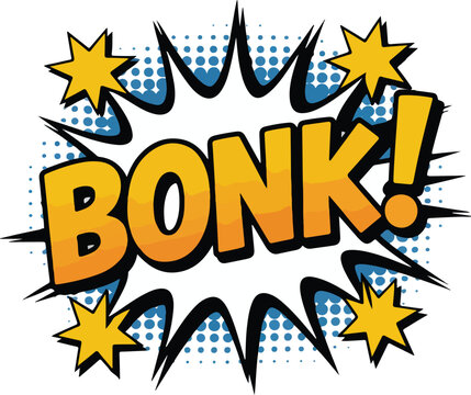 A bold BONK! comic book style design with explosive elements! Transparent png vector