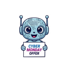Cyber Monday Robot Face Sale Tag – Cute Tech Discount Label PNG
