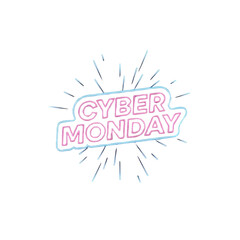 Cyber Monday Neon Glow Sale Badge – Glowing Tech Discount Tag PNG