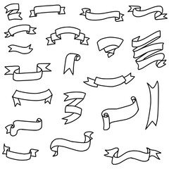 Hand Drawn Ribbon and Banner Doodle Set