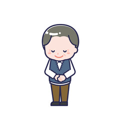 私服のシニア／ななめ／男性 08