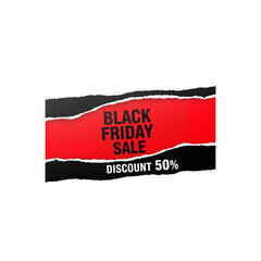 Black Friday Sale Tag with Torn Paper Effect – Transparent PNG