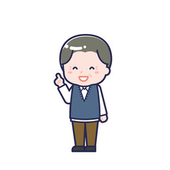 私服のシニア／ななめ／男性 13