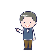 私服のシニア／ななめ／男性 16