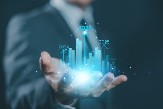 Growth stock market chart, success graph in the future. investment in growing companies in the global economy and financial business. The concept of growth business.