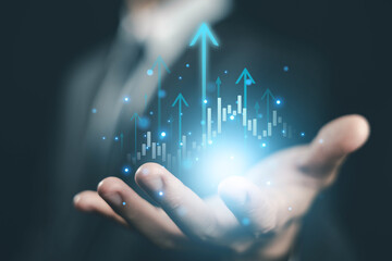 Growth stock market chart, success graph in the future. investment in growing companies in the global economy and financial business. The concept of growth business.