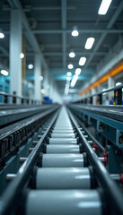 Fototapeta premium Conveyor System Operations in Modern Factory Environment