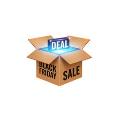 Black Friday 3D Box Offer Tag – Transparent Background PNG