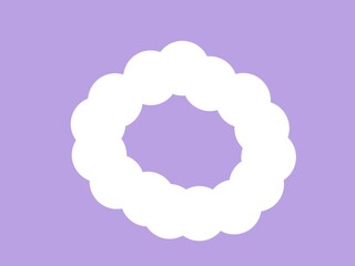 Simple abstract illustration featuring a circular shape formed by overlapping white blobs,set against blue background for decorative element,background texture, children content or other
