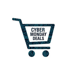 Cyber Monday Shopping Cart Discount Tag – Vector Sale Badge PNG