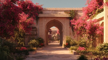 Traditional Rajasthani Mughal Palace Arch Gate

