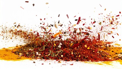 Exploding Spice Blend A Vibrant Splash of Flavors and Aromas Captured in a Detailed Shot