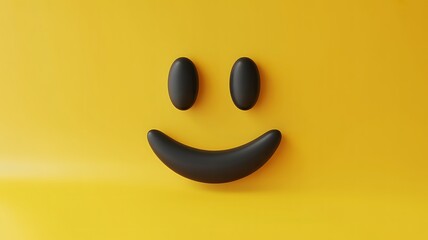 Simple black smiley face on a vibrant yellow background