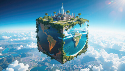 Global aerial view of Earth's continents and oceans from space, a vibrant concept of our interconnected world