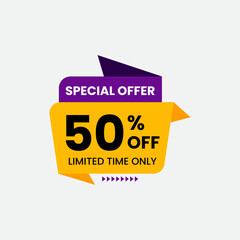 Special offer fifty percent off limited time only discount tag
