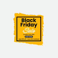 Bold black friday sale announcement with yellow brush stroke background