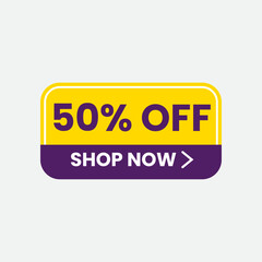 Fifty percent off sale banner with shop now button