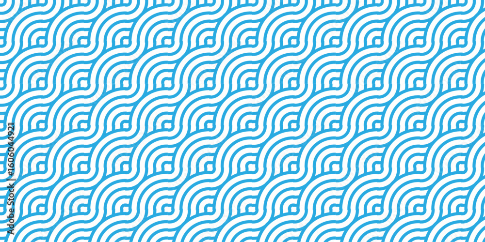 Poster minimal overlapping pattern diamond geometric wave abstract circle wave line. blue seamless tile str