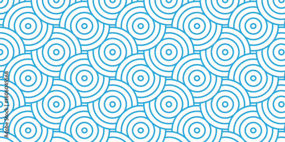 Poster minimal overlapping pattern diamond geometric wave abstract circle wave line. blue seamless tile str