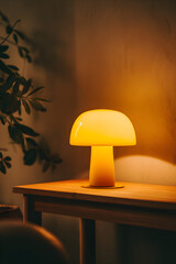 Warm Ambiance: A Yellow Lamp Creating a Cozy Glow in a Minimalist Setting