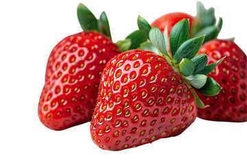 Strawberries gleam, showing fresh harvest. Ideal for food blogs, healthy eating, dessert, recipes, & summer themes.