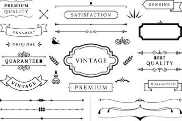 A versatile set of vintage vector calligraphic design elements for ornate page decoration, borders, frames, and dividers